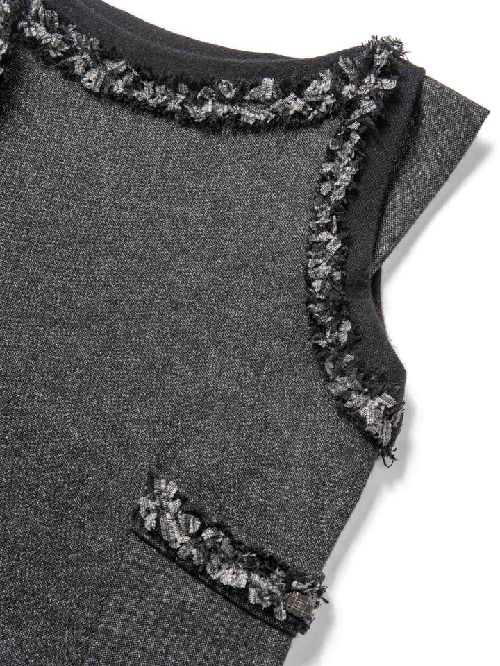 Top Quality Chanel Cashmere Silk Fringe Dress Heather Grey