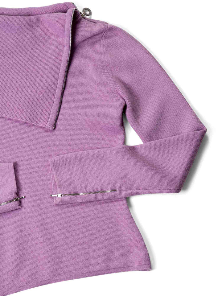 Top Quality Chanel Cashmere Zipper Sweater Lavender