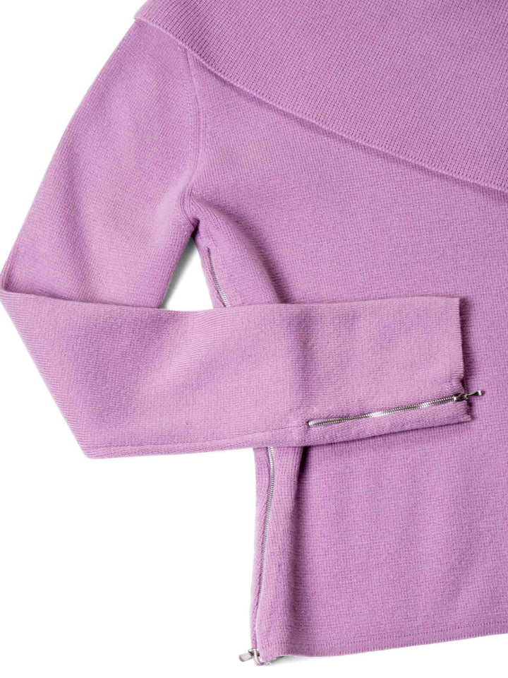 Top Quality Chanel Cashmere Zipper Sweater Lavender