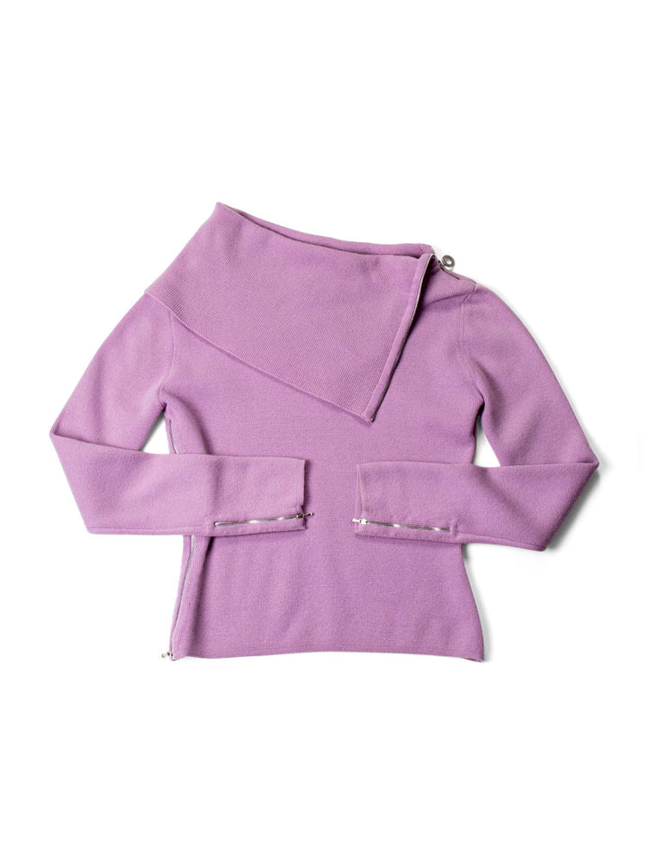 Top Quality Chanel Cashmere Zipper Sweater Lavender