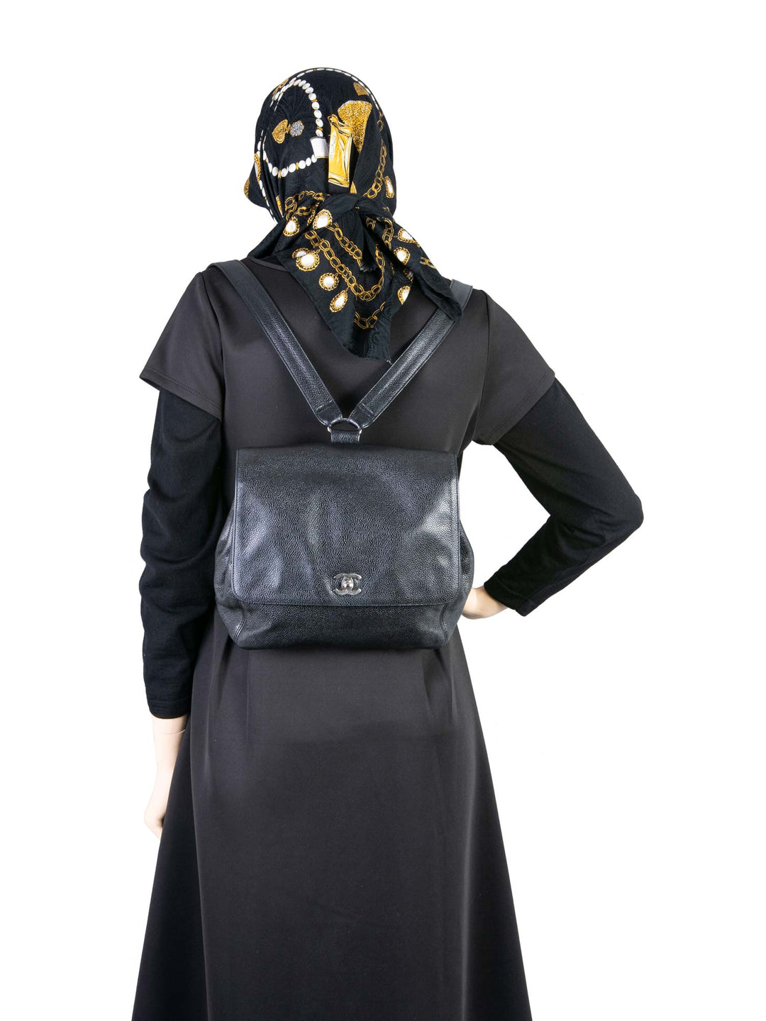 Top Quality Chanel Caviar CC Logo Backpack Black