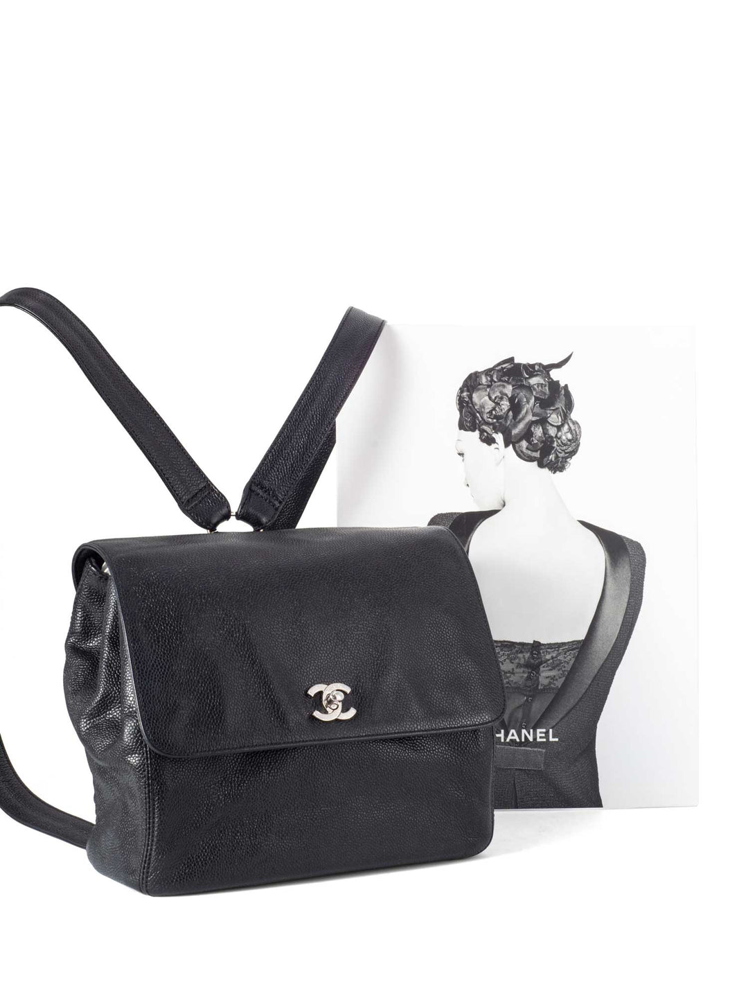 Top Quality Chanel Caviar CC Logo Backpack Black