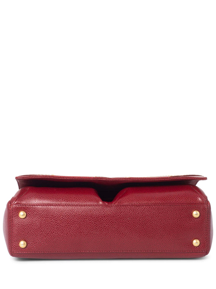 Top Quality Chanel Caviar Leather CC Logo Flap Hobo Bag Red