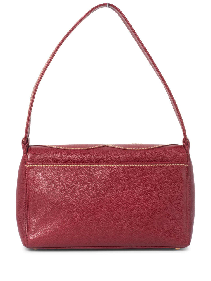 Top Quality Chanel Caviar Leather CC Logo Flap Hobo Bag Red