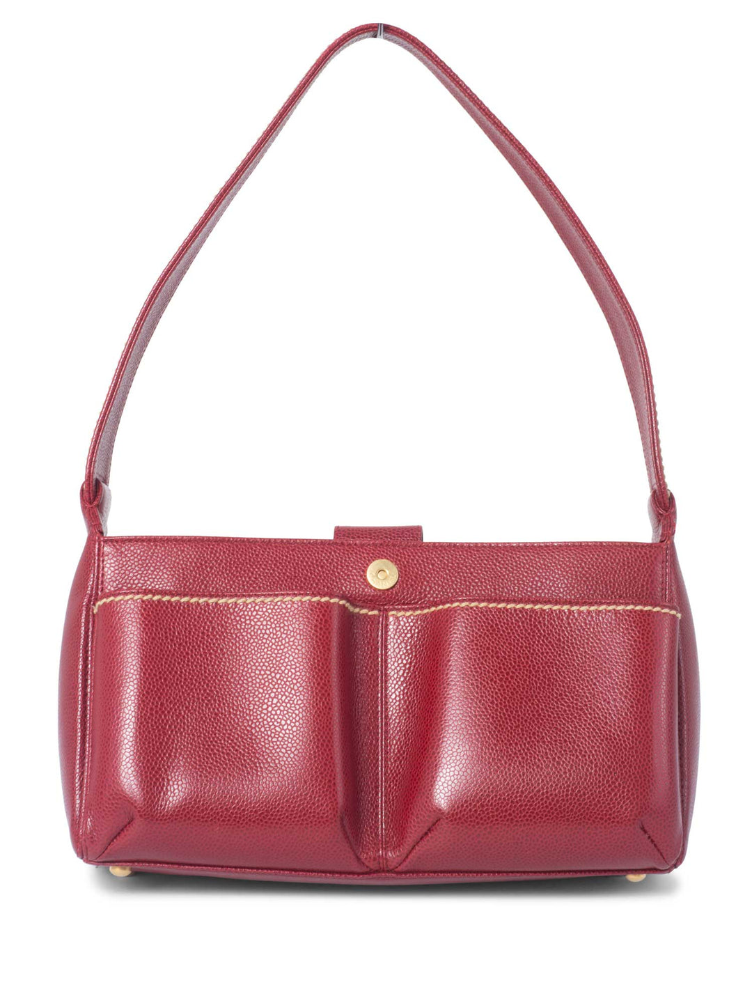 Top Quality Chanel Caviar Leather CC Logo Flap Hobo Bag Red