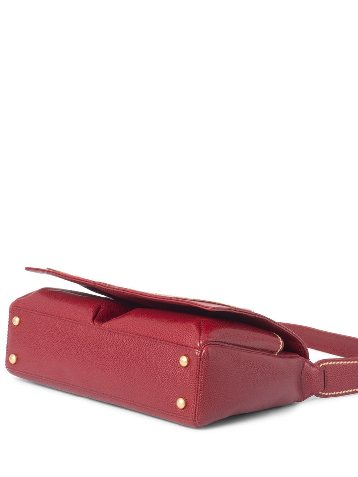 Top Quality Chanel Caviar Leather CC Logo Flap Hobo Bag Red