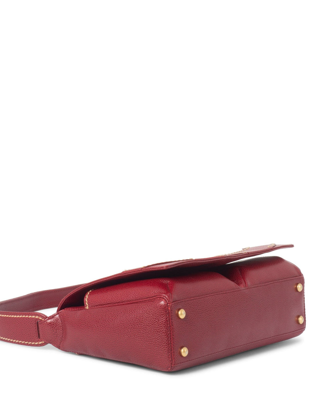Top Quality Chanel Caviar Leather CC Logo Flap Hobo Bag Red