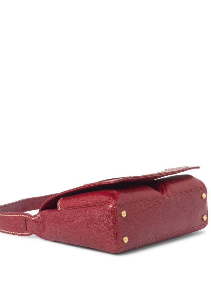 Top Quality Chanel Caviar Leather CC Logo Flap Hobo Bag Red