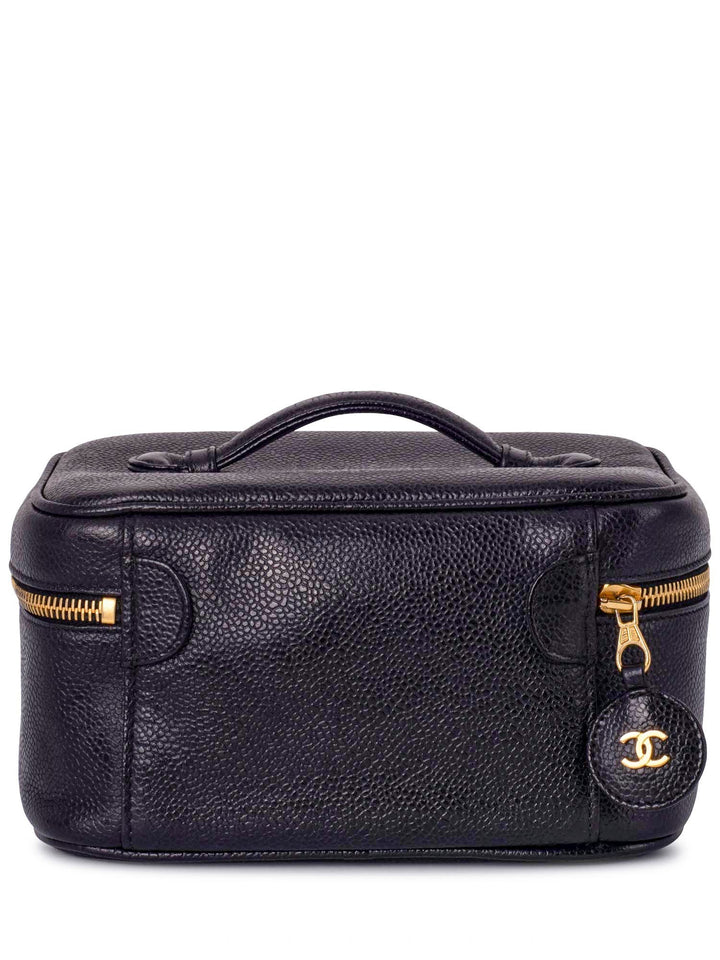 Top Quality Chanel Caviar Leather CC Logo Small Vanity Bag Black