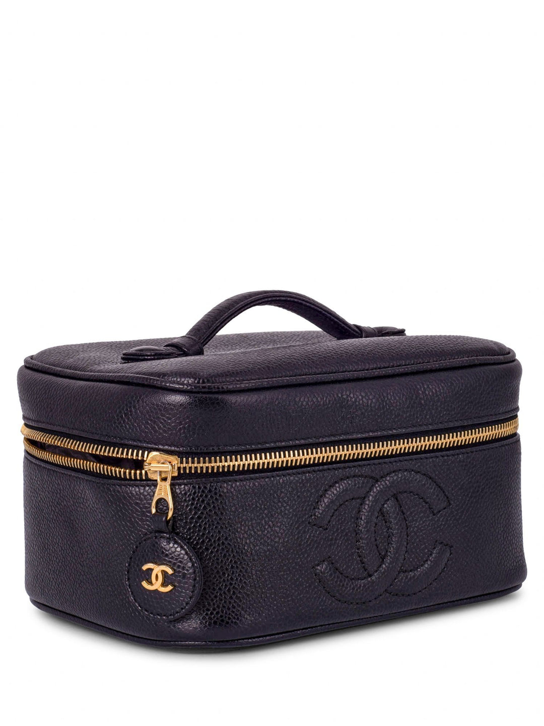 Top Quality Chanel Caviar Leather CC Logo Small Vanity Bag Black