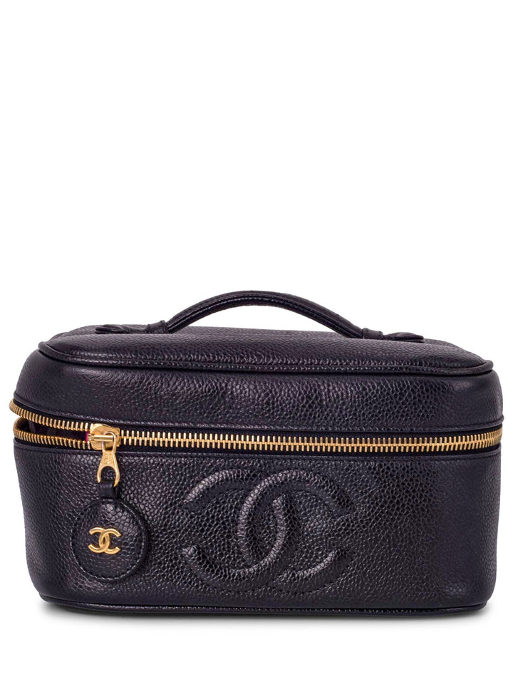 Top Quality Chanel Caviar Leather CC Logo Small Vanity Bag Black