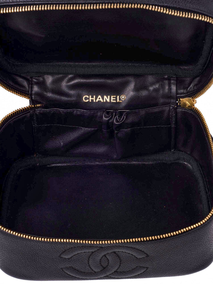 Top Quality Chanel Caviar Leather CC Logo Small Vanity Bag Black