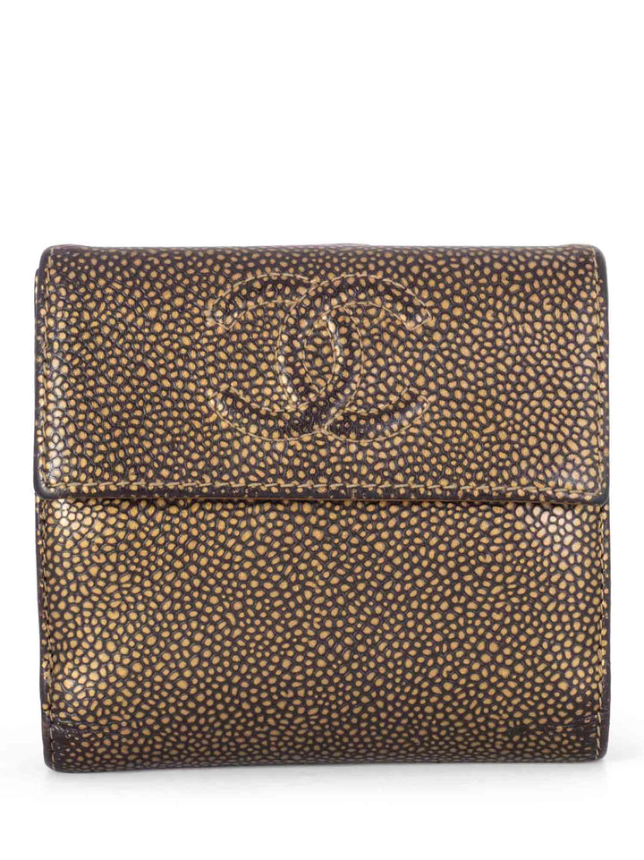 Top Quality Chanel Caviar Leather CC Logo Timeless Bifold Wallet Brown