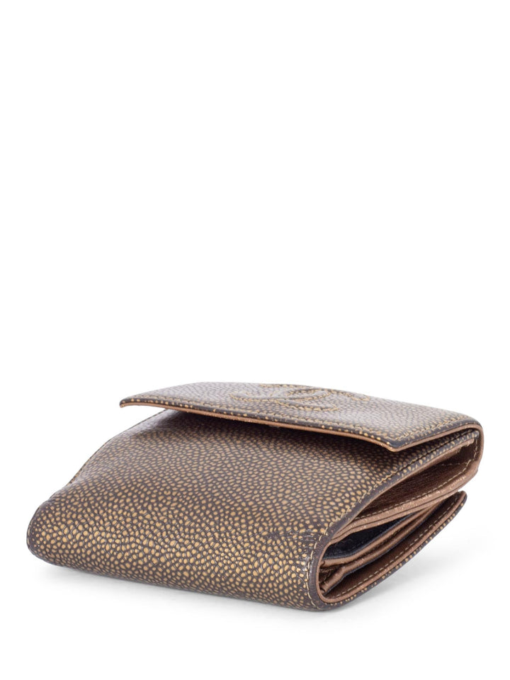 Top Quality Chanel Caviar Leather CC Logo Timeless Bifold Wallet Brown