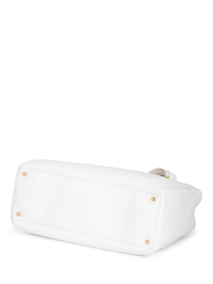Top Quality Chanel Caviar Leather Cerf Executive Shopper Tote White