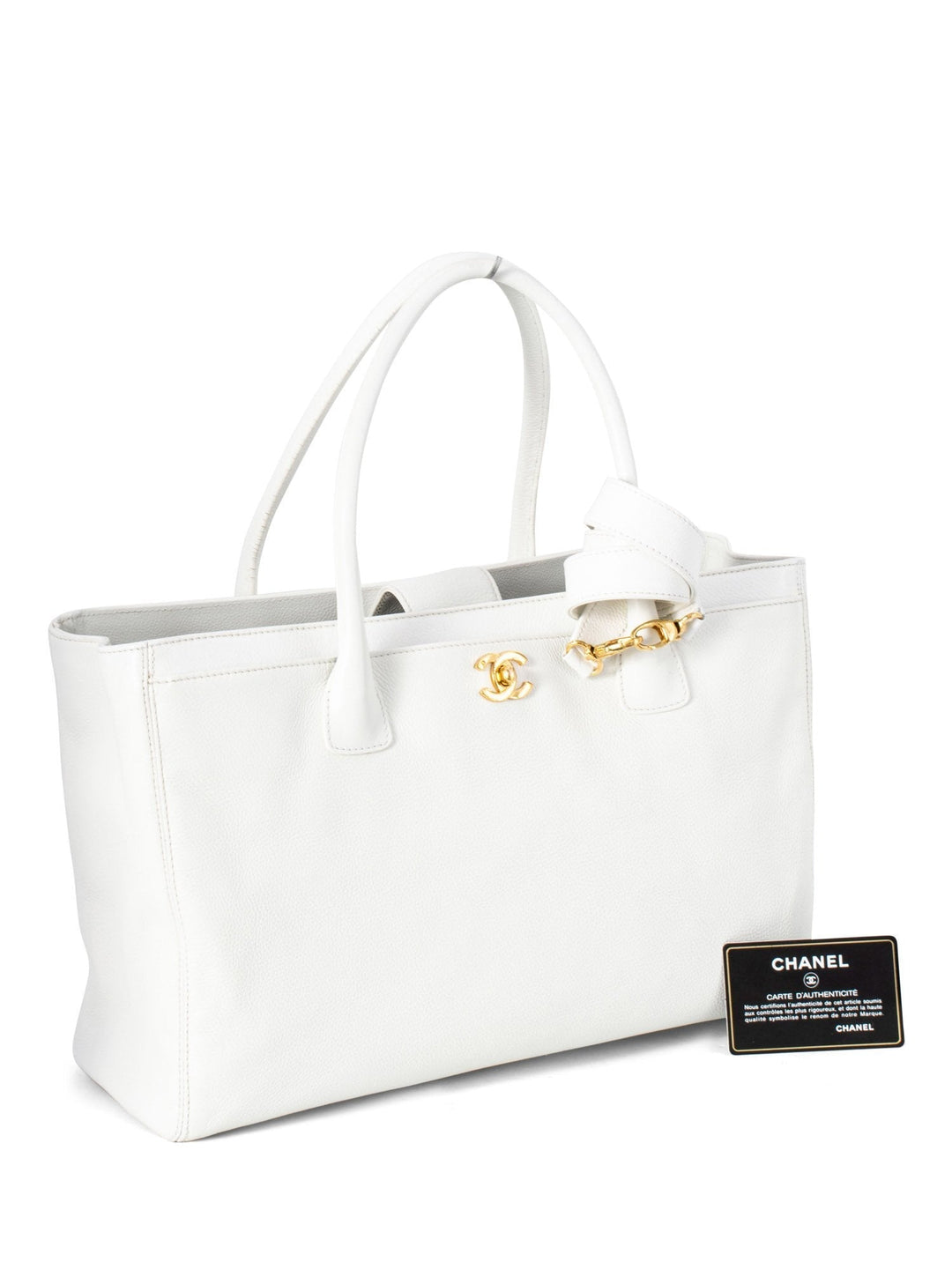 Top Quality Chanel Caviar Leather Cerf Executive Shopper Tote White