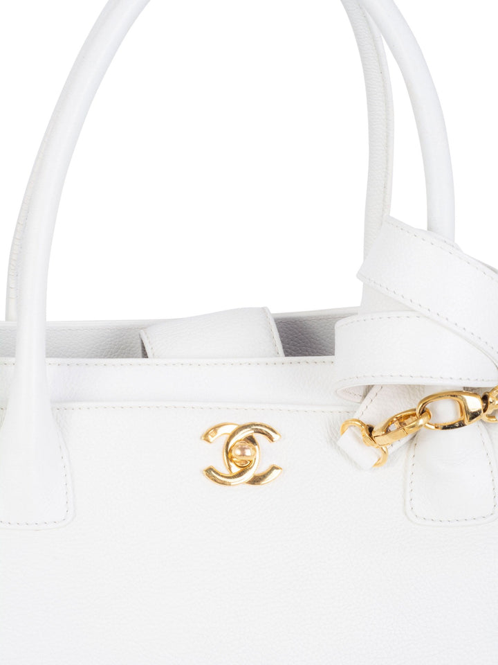 Top Quality Chanel Caviar Leather Cerf Executive Shopper Tote White