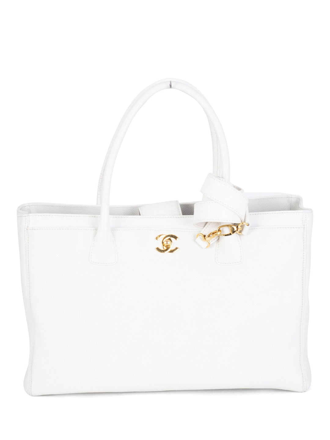 Top Quality Chanel Caviar Leather Cerf Executive Shopper Tote White
