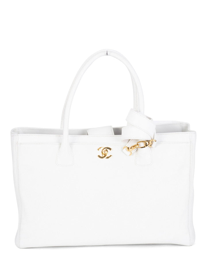 Top Quality Chanel Caviar Leather Cerf Executive Shopper Tote White