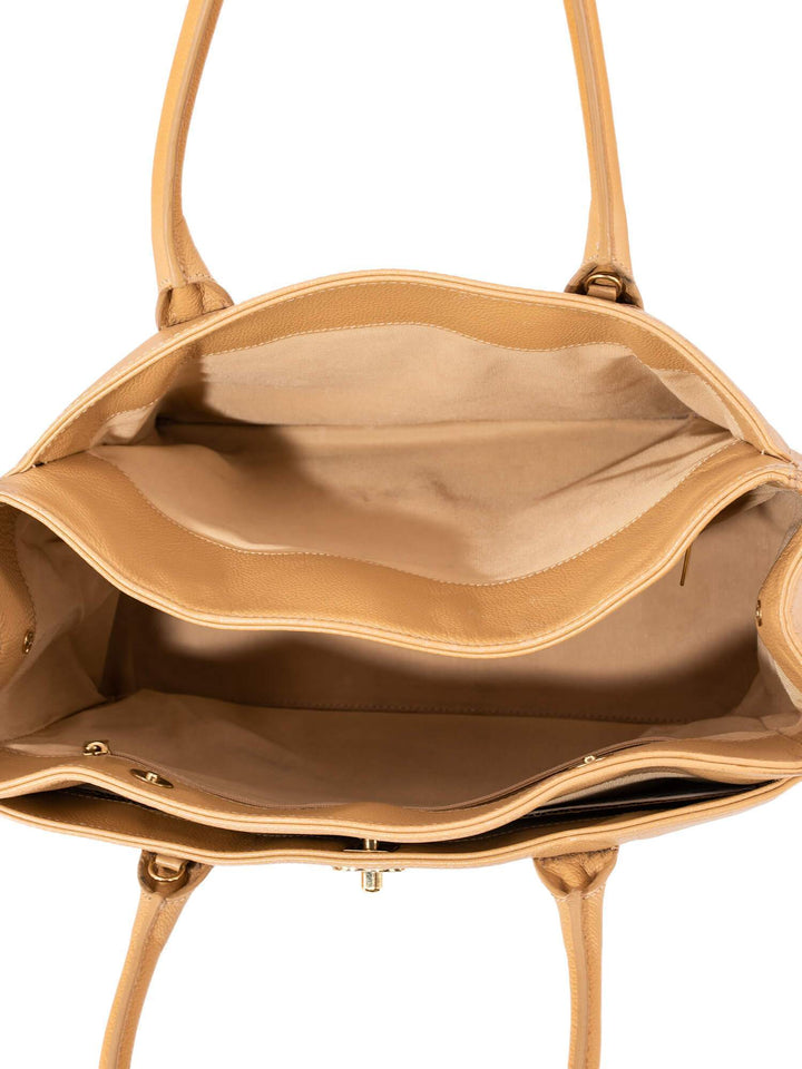 Top Quality Chanel Caviar Leather Cerf Shopper Bag Beige