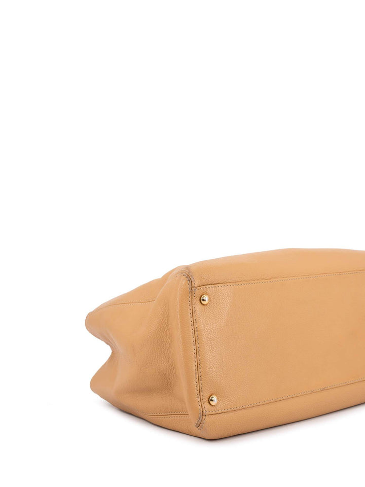 Top Quality Chanel Caviar Leather Cerf Shopper Bag Beige