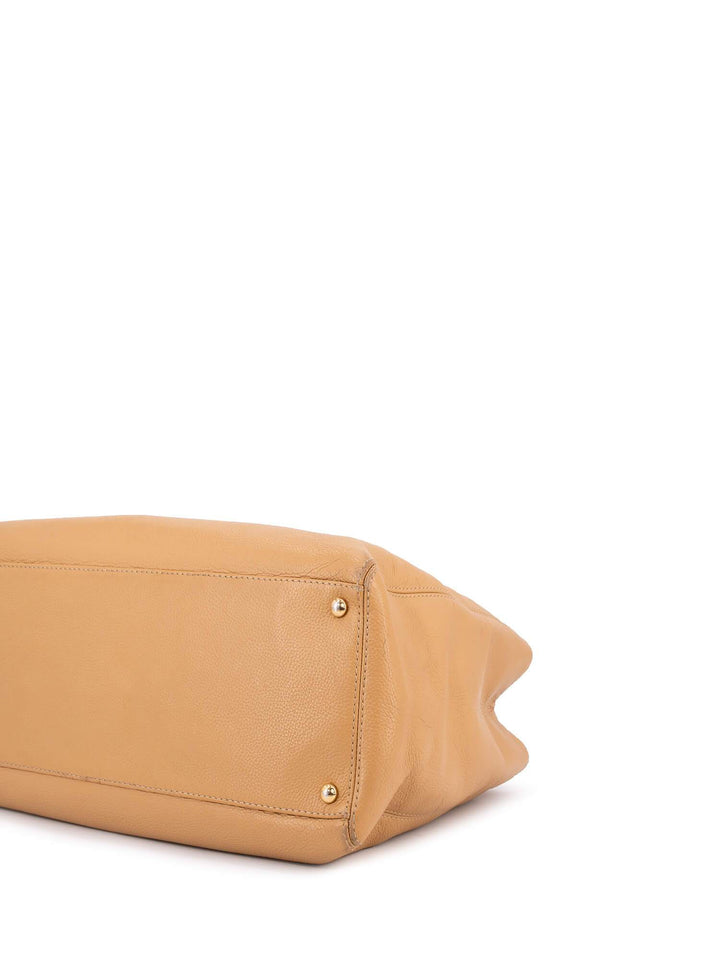 Top Quality Chanel Caviar Leather Cerf Shopper Bag Beige