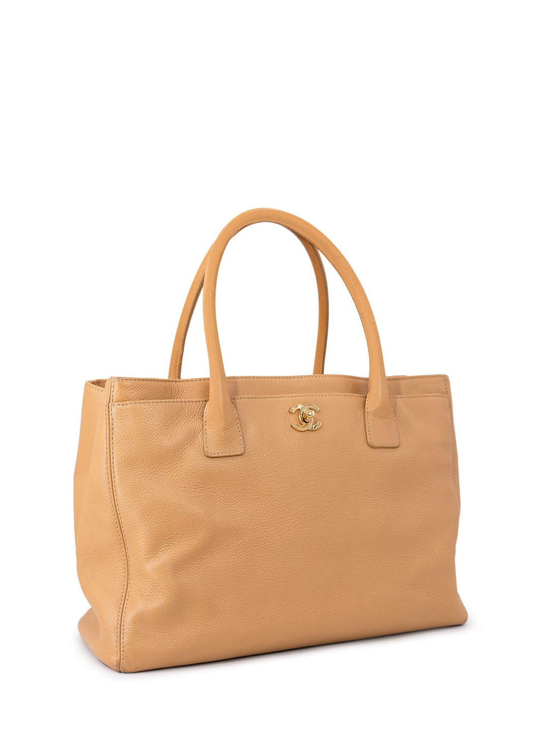 Top Quality Chanel Caviar Leather Cerf Shopper Bag Beige