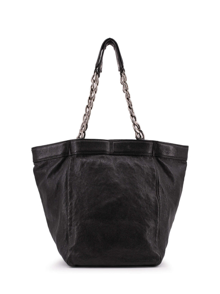 Top Quality Chanel Caviar Leather Large CC Logo Shopper Bag Black