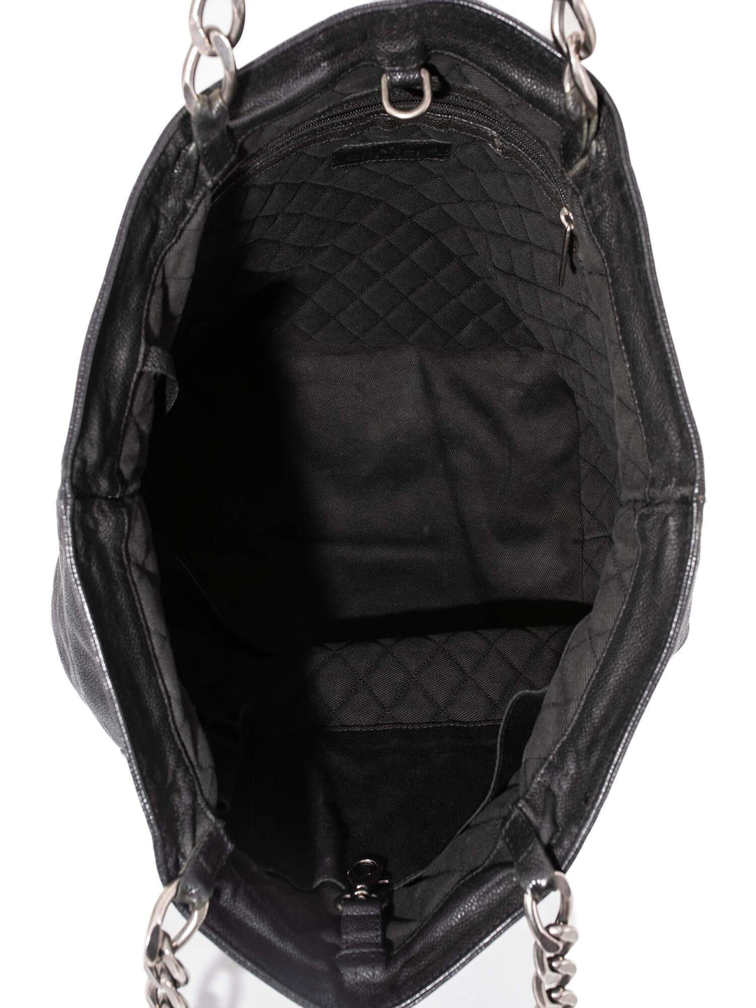 Top Quality Chanel Caviar Leather Large CC Logo Shopper Bag Black
