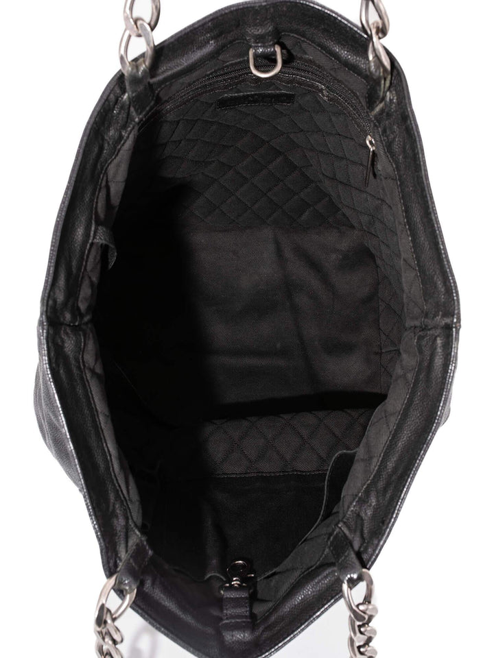 Top Quality Chanel Caviar Leather Large CC Logo Shopper Bag Black
