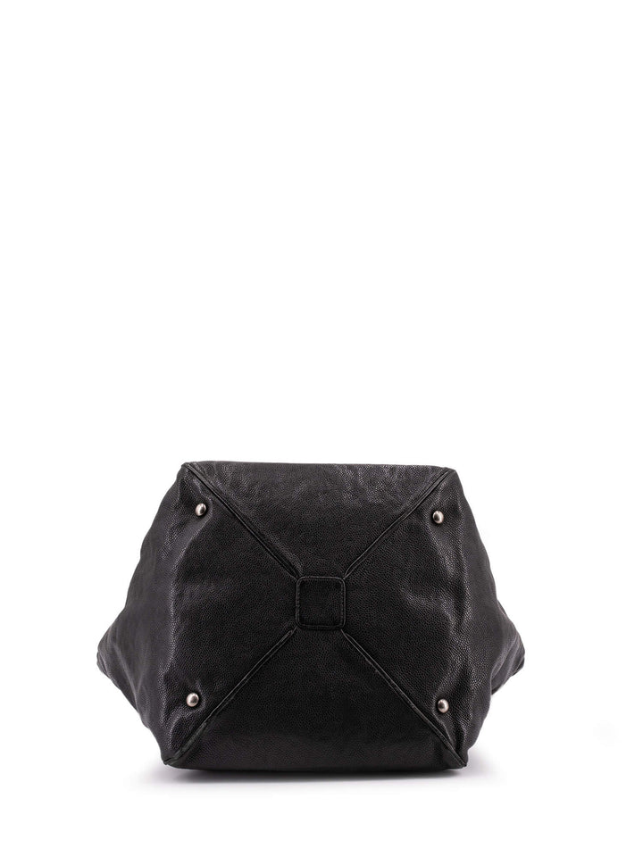 Top Quality Chanel Caviar Leather Large CC Logo Shopper Bag Black