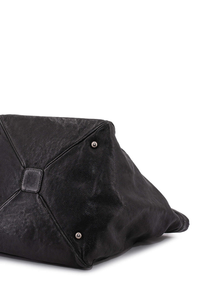 Top Quality Chanel Caviar Leather Large CC Logo Shopper Bag Black