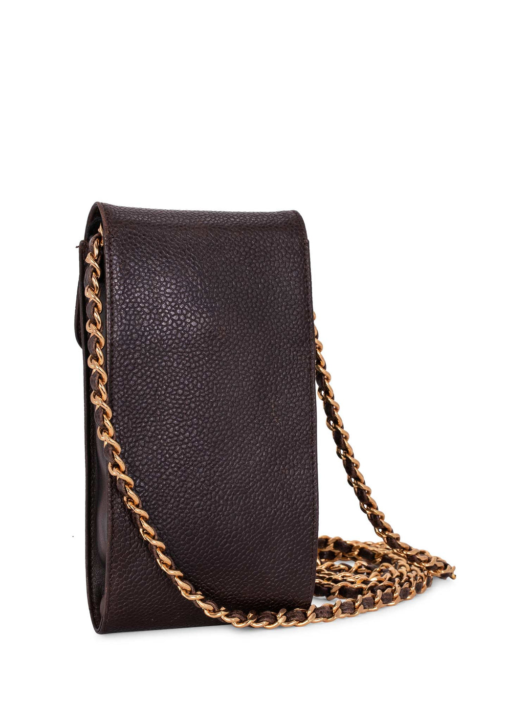 Top Quality Chanel Caviar Leather Phone Messenger Bag Brown