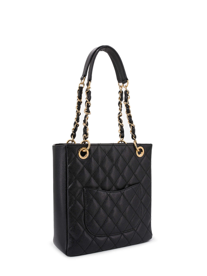 Top Quality Chanel Caviar Quilted CC Logo PST Bag Black