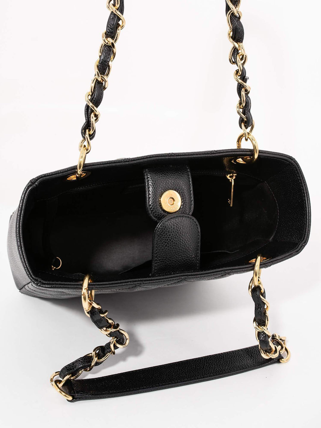Top Quality Chanel Caviar Quilted CC Logo PST Bag Black