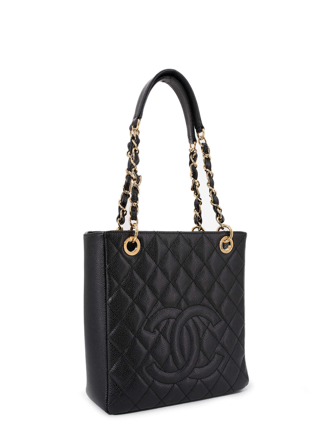 Top Quality Chanel Caviar Quilted CC Logo PST Bag Black