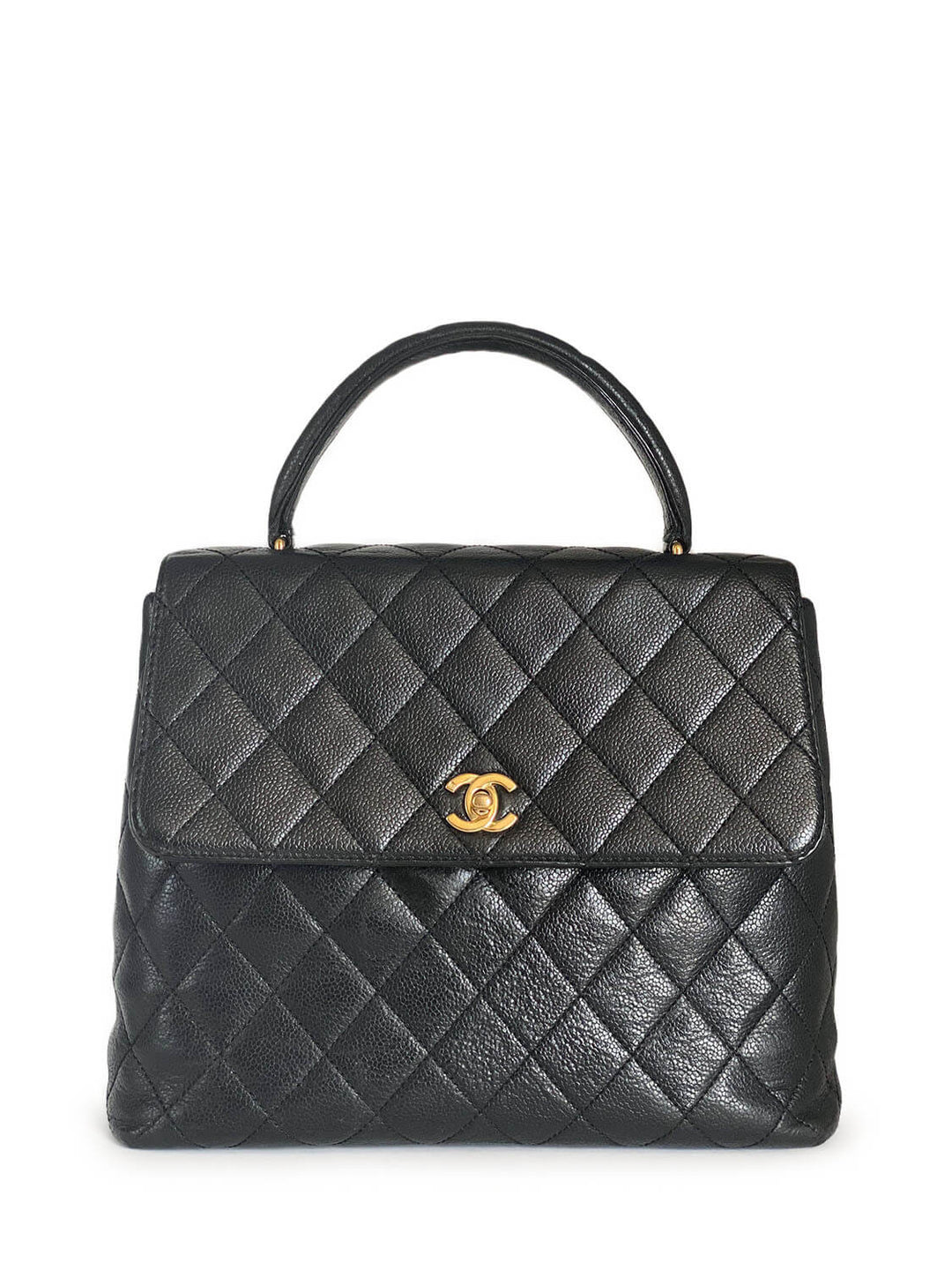 Top Quality Chanel Caviar Quilted Large Coco Handle Flap Bag Black
