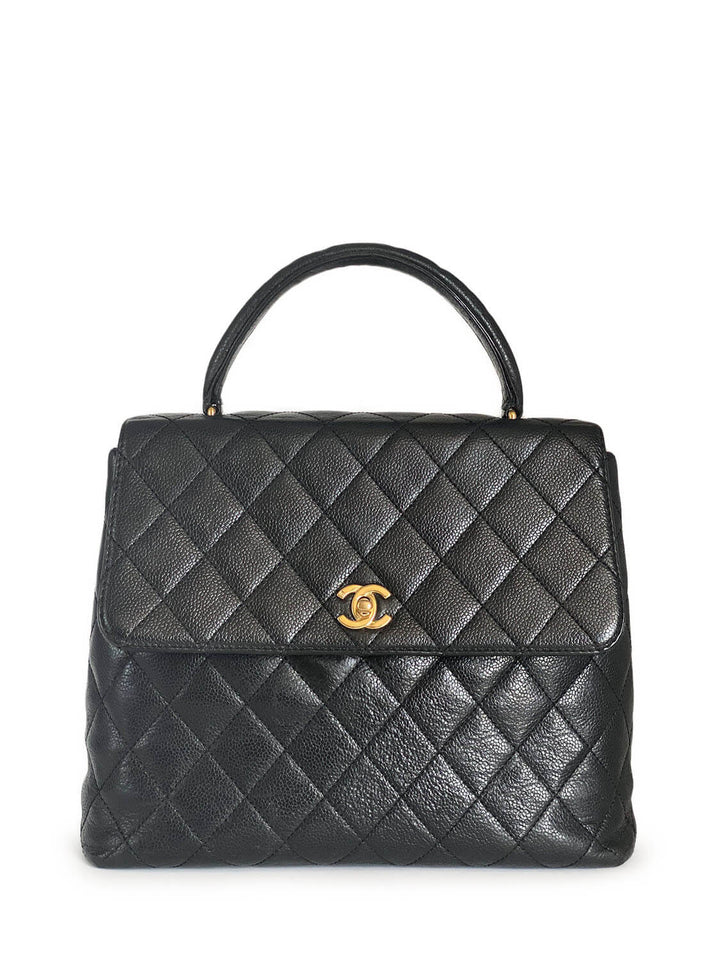 Top Quality Chanel Caviar Quilted Large Coco Handle Flap Bag Black