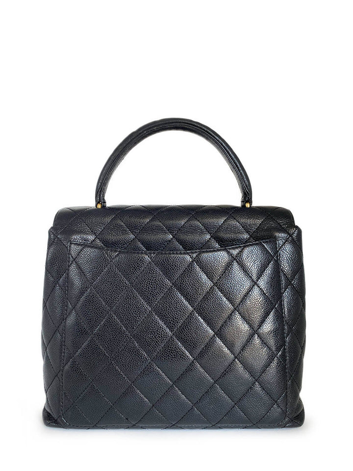 Top Quality Chanel Caviar Quilted Large Coco Handle Flap Bag Black