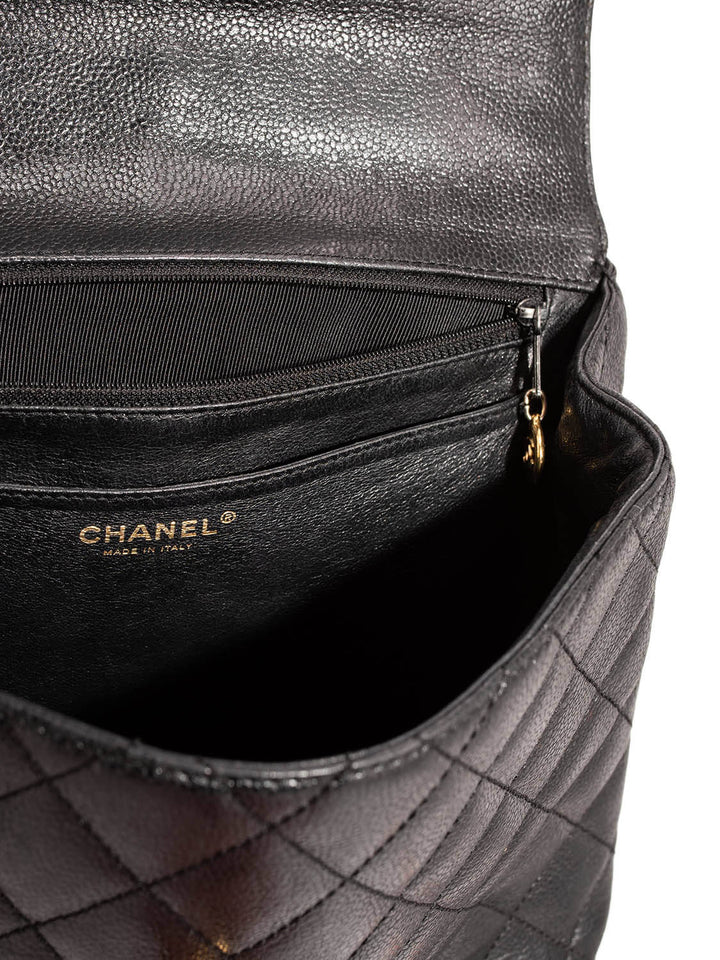 Top Quality Chanel Caviar Quilted Large Coco Handle Flap Bag Black