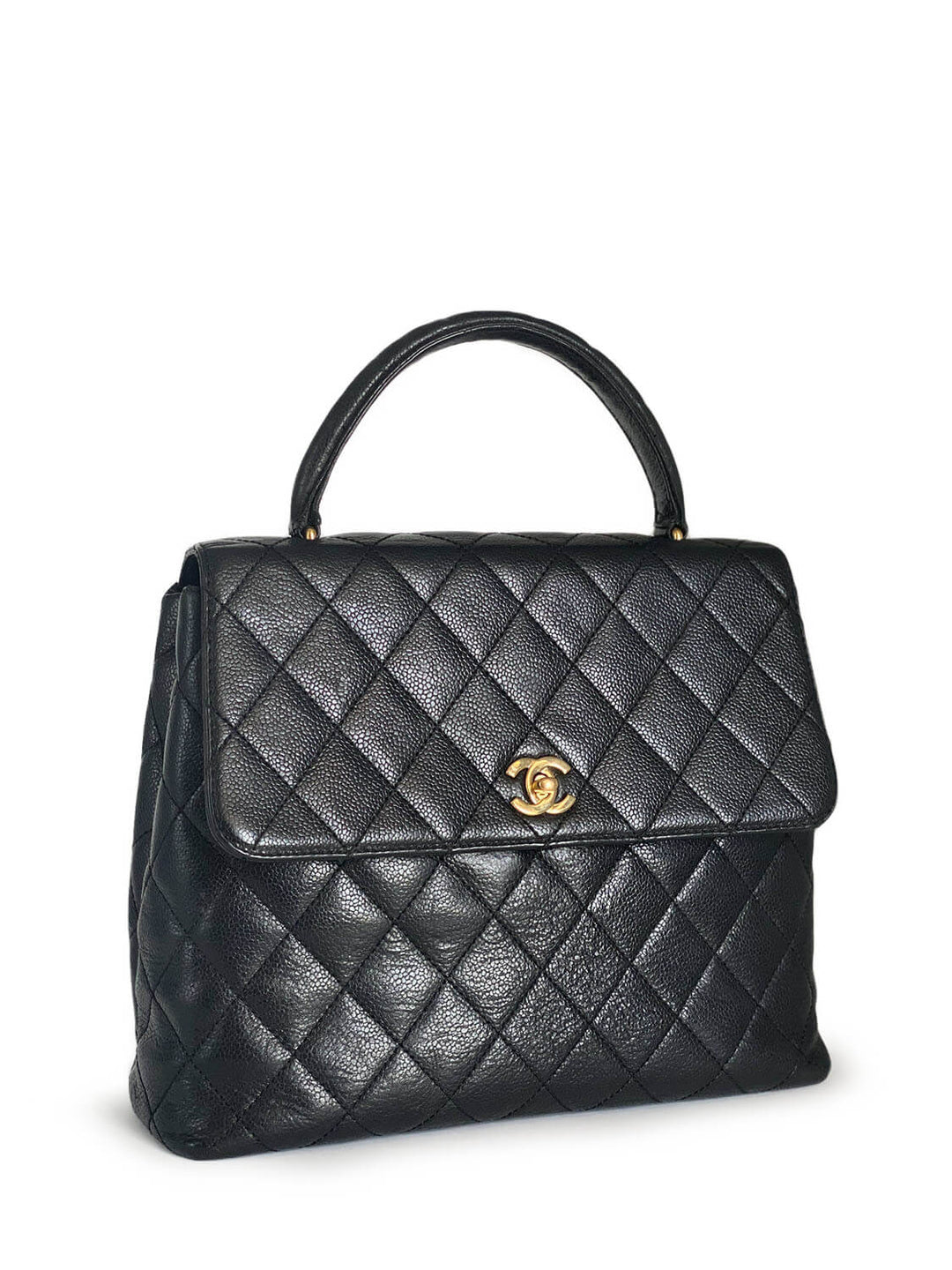 Top Quality Chanel Caviar Quilted Large Coco Handle Flap Bag Black