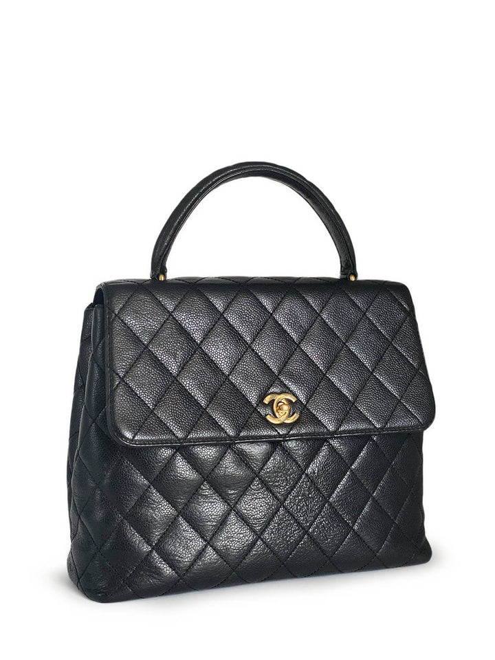 Top Quality Chanel Caviar Quilted Large Coco Handle Flap Bag Black