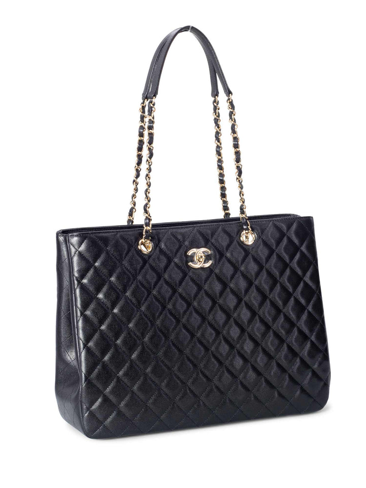 Top Quality Chanel Caviar Quilted Large Shopping Tote Black