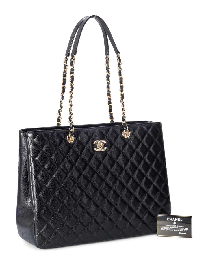 Top Quality Chanel Caviar Quilted Large Shopping Tote Black