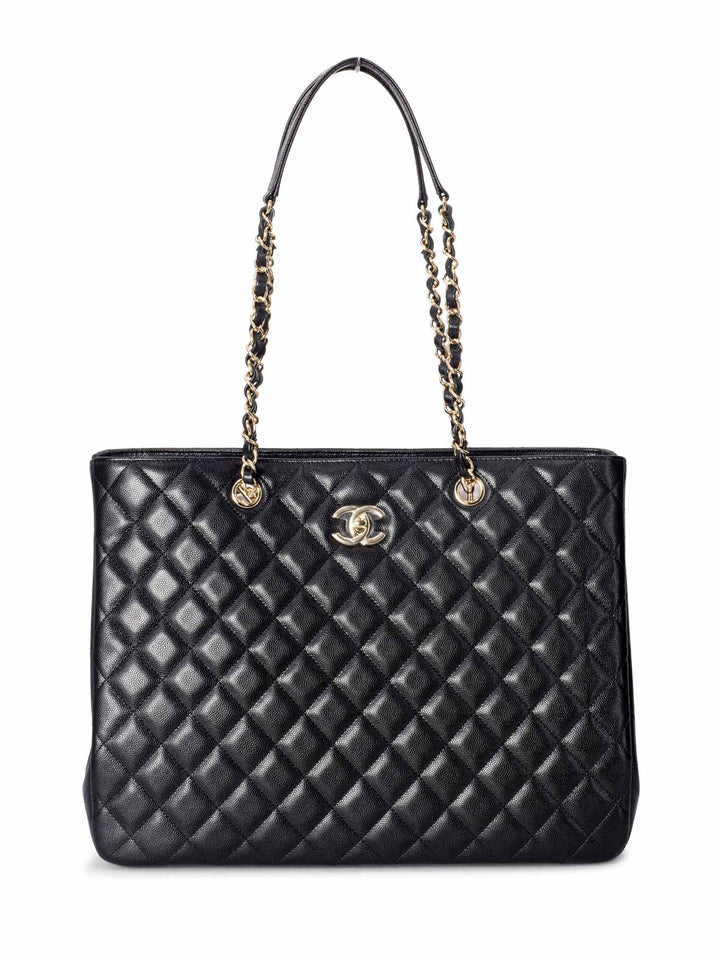 Top Quality Chanel Caviar Quilted Large Shopping Tote Black