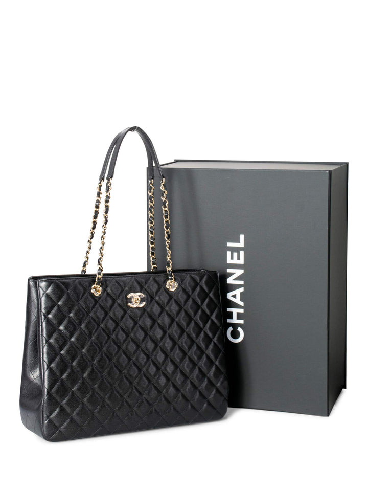Top Quality Chanel Caviar Quilted Large Shopping Tote Black