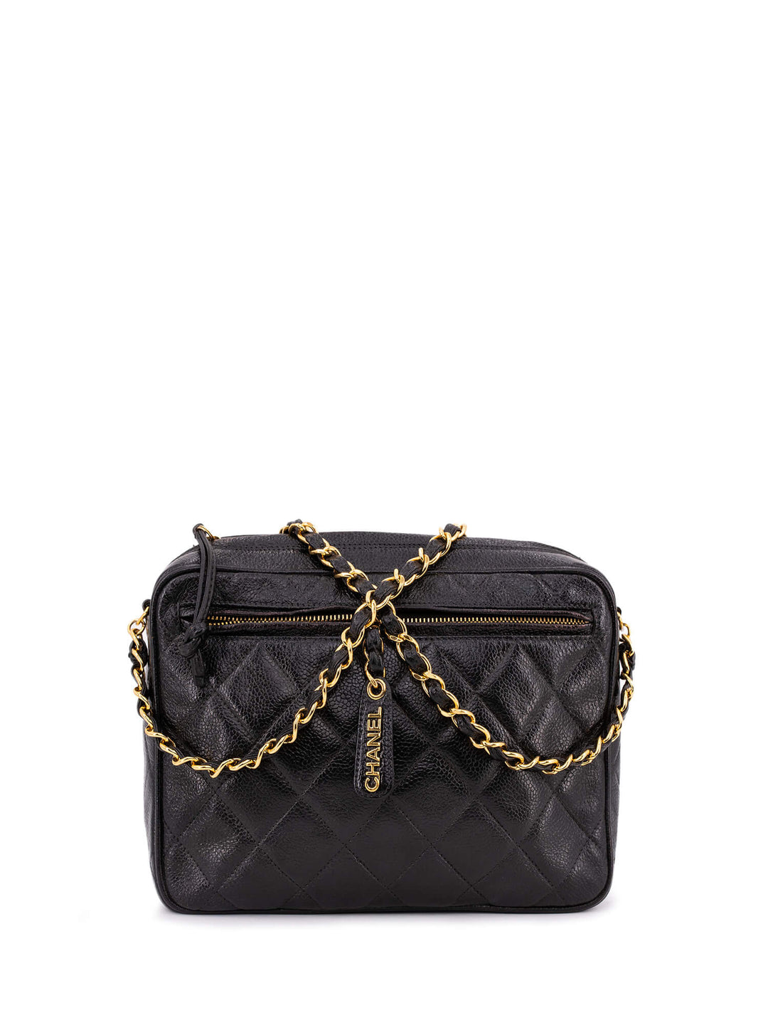 Top Quality Chanel Caviar Quilted Leather CC Logo Messenger Bag Black
