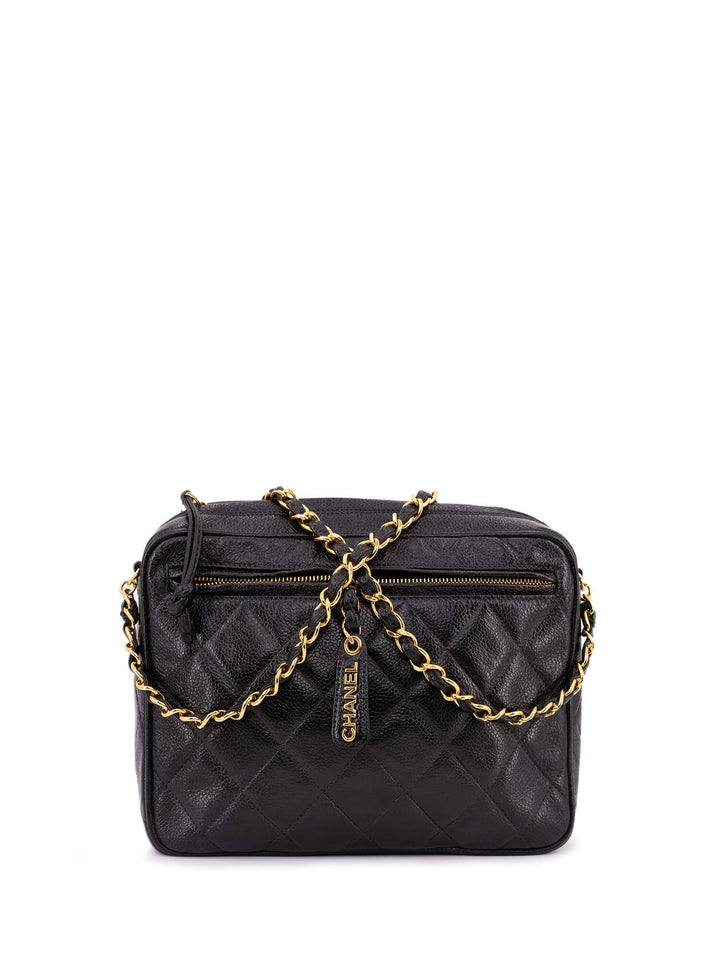Top Quality Chanel Caviar Quilted Leather CC Logo Messenger Bag Black