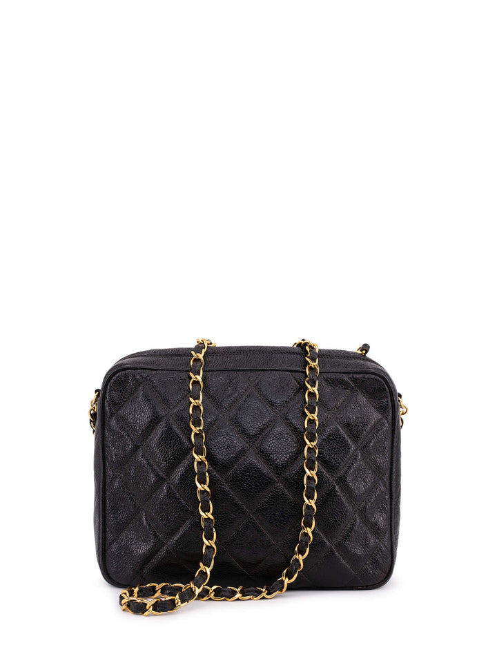 Top Quality Chanel Caviar Quilted Leather CC Logo Messenger Bag Black