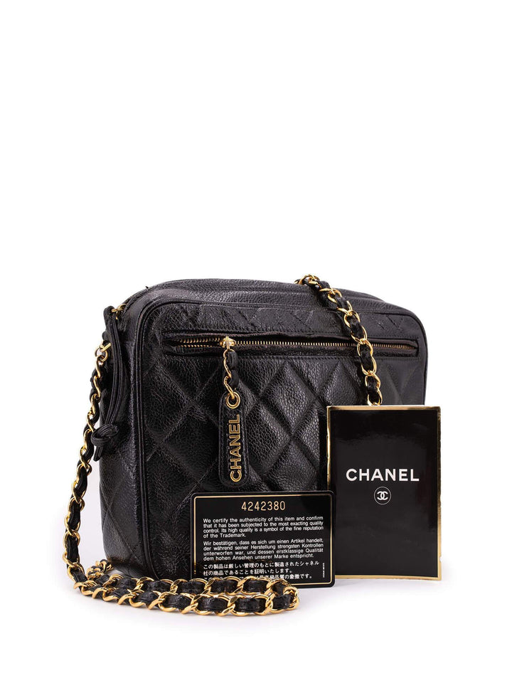 Top Quality Chanel Caviar Quilted Leather CC Logo Messenger Bag Black